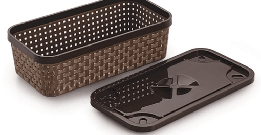 Nakoda 000 Dune Storage Basket With Lid Multipurpose Use for Kitchen & Home Organiser Box for Fruits Vegetables, Toys, Stationary items, Color May Vary, (254 x 134 x 83) - Image 2